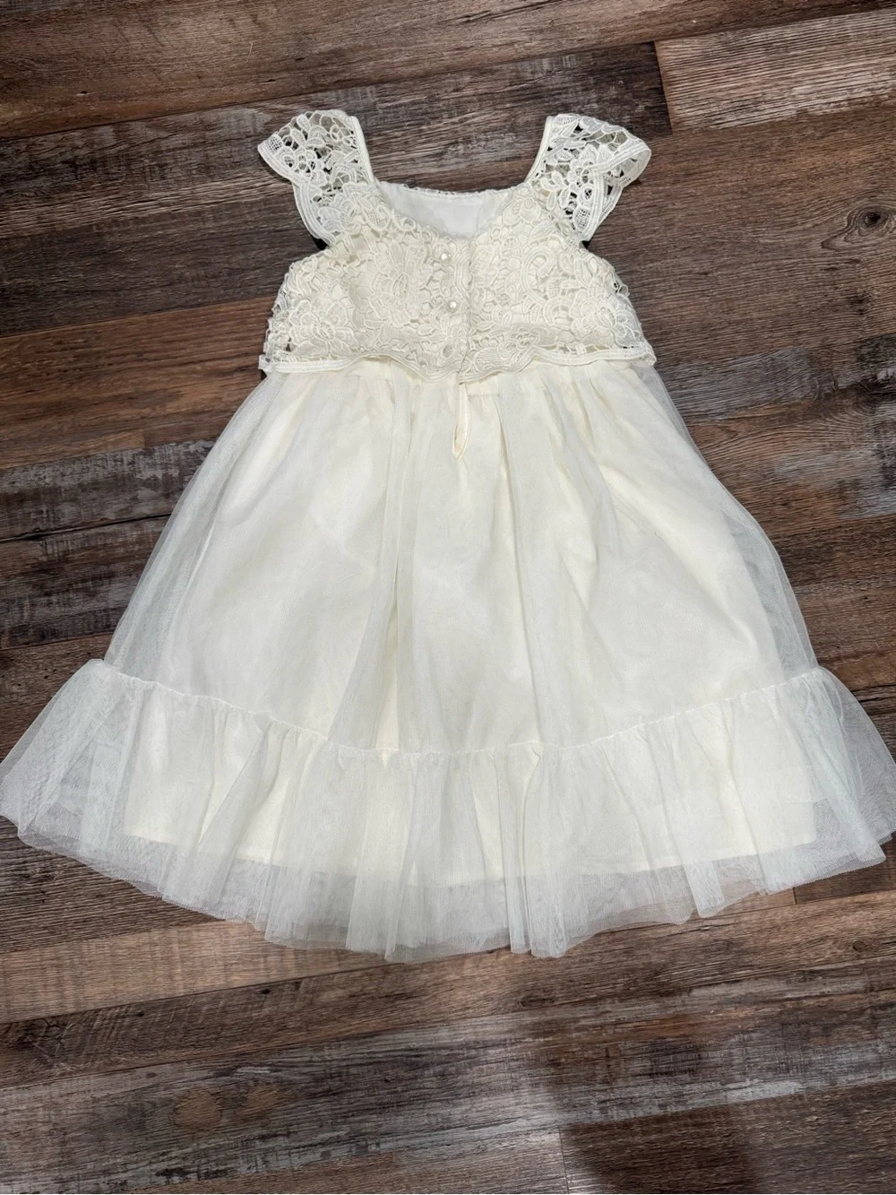 H&M Toddler Girls Lace Tulle Dress Cream Ivory 3T
